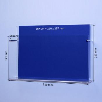 Wand-Prospekthalter DIN A4 Querformat  Fülltiefe 58mm